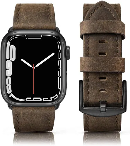 Miniatura 11 de Correa de cuero compatible con correas de Apple Watch de 1.811 in, 1.772 in, 1.732 in, 1.654 in (Serie 1/2/3) para hombres y mujeres, correa