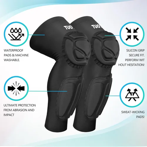 Miniatura 2 de TUOY Rodillera con protector de espinilla, manga protectora para espinilla/rodilla para fútbol, fútbol americano, baloncesto, lucha libre, voleibol