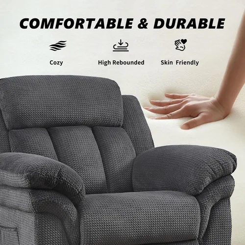 Miniatura 8 de CANMOV Juego de sofá reclinable, sofá biplaza reclinable manual y sofá de 3 plazas con reposabrazos sobrerelleno para sala de estar, muebles de Gris