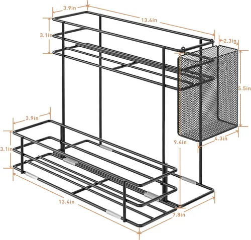 Miniatura 6 de OVICAR Organizador de jarabe de café, soporte para 8 botellas para barra de café y accesorios de estación con popote y cesta para cápsulas, 2