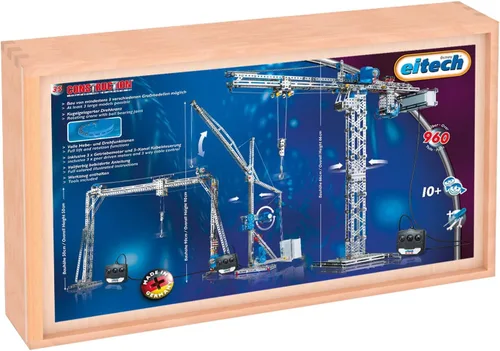 Miniatura 5 de Eitech Kit de construcción de grúa motorizada de lujo de la serie exclusiva, introducción a la ingeniería y el aprendizaje STEM, acero