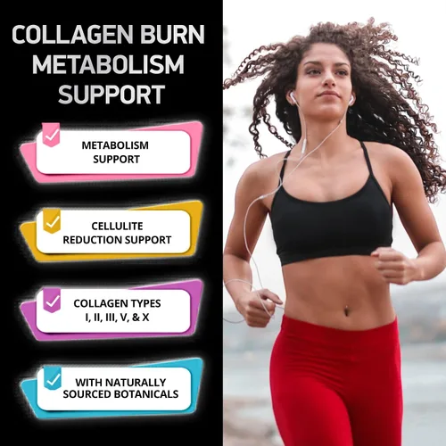 Miniatura 2 de Quemadura de colágeno múltiple para mujeres y hombres, 1,000 mg tipo I, II, III, V, X, péptidos de colágeno hidrolizados, ácido hialurónico