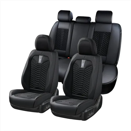 Miniatura 27 de Coverado Juego Completo de Fundas de Asiento de Automóvil, Fundas de Asiento de Cuero de Lujo para Delantero y Trasero, Fundas de Asiento En