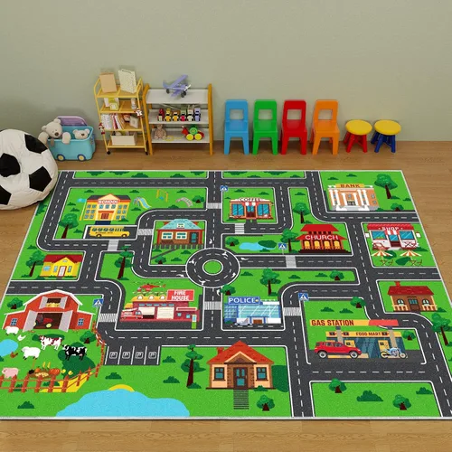 Alfombra de juegos para niños, alfombra de juegos con tráfico de vida urbana, alfombra de juegos para niños, alfombra de juego educativo para niños,