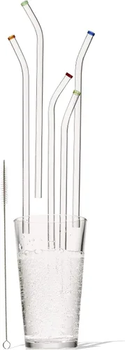 Miniatura 2 de Better Houseware Pajitas de vidrio reutilizables extra anchas de 0.394 in (juego de 5 + cepillo de limpieza)