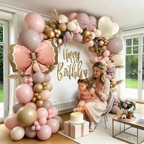 Miniatura 2 de Dusty Pink Beige Balloon Arch Kit Double Stuffed Blush Cream Gold Latex Balloons Pink Brown Neutral Tan Balloon Garland Perfect for Boho Baby Shower