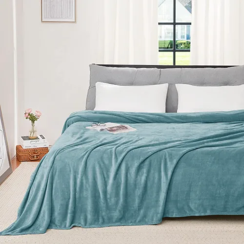 Miniatura 29 de RYB HOME Ropa de Cama Manta de Franela Tamaño Throw Todas las Estaciones Manta Ligera de Microfibra Suave que Ajusta Cubierta de Cama Colcha Crema
