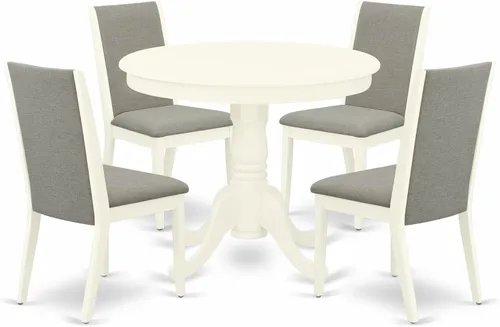 Miniatura 17 de East West Furniture ANLA3-ABK-47 - Juego de muebles de comedor de 3 piezas que contiene una mesa de cocina redonda con pedestal y 2 sillas