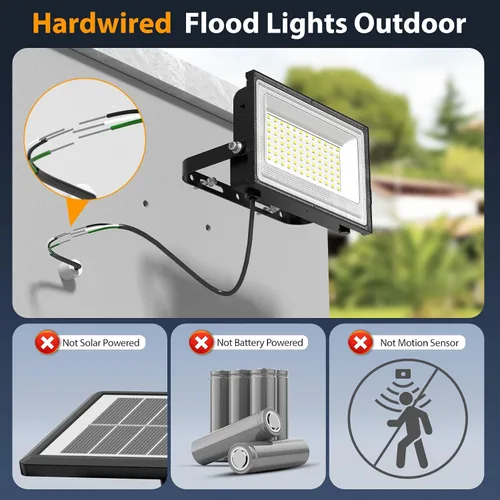 Miniatura 2 de Onforu Paquete de 2 luces LED de inundación para exteriores, equivalente a 500 W, 4500 lúmenes, luz de seguridad súper brillante, luz de día de 6000
