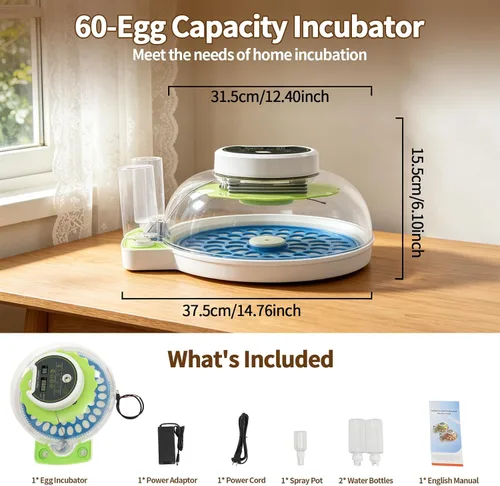 Miniatura 3 de Incubadora de huevos de codorniz para incubar 60 huevos de codorniz con giro automático de huevos y control de humedad, codornices pequeñas