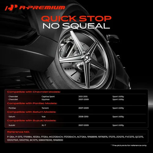 Miniatura 2 de A-Premium Juego de pastillas de freno de cerámica delanteras y traseras compatibles con los modelos Chevy, Pontiac, Saturn y Suzuki, Captiva