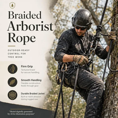 Miniatura 4 de Cuerda de arborista de poliéster doble trenzada (1/2 pulgada x 100 pies) de alta resistencia para trabajo en árboles, escalada, asegurar columpio