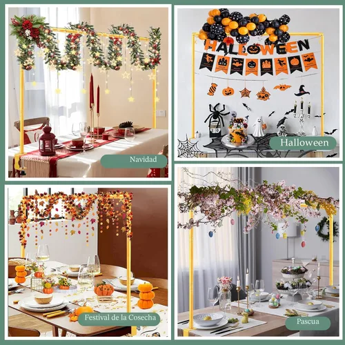 Miniatura 8 de WellSign Soporte de Barra sobre la Mesa con Abrazaderas 31"-110" de Largo, 31"-64" de Alto, Altura Ajustable, Barra Decorativa Colgante de Metal