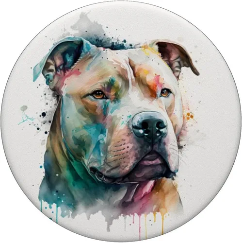 Miniatura 3 de Pitbull - Diseño de acuarela para perros PopSockets intercambiables PopGrip
