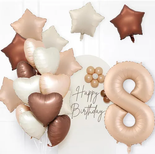 Miniatura 5 de Globos de 40 pulgadas color crema número 10, 17 piezas de globos de helio grandes con globos de corazón neutros crema nude caramelo beige marrón