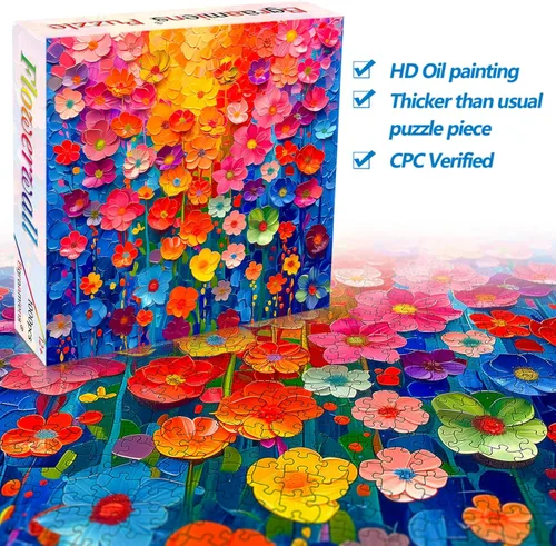 Miniatura 2 de Rompecabezas para adultos de 1000 piezas, rompecabezas de pared de flores coloridas para adultos, pintura de arte floral, flores de arco iris