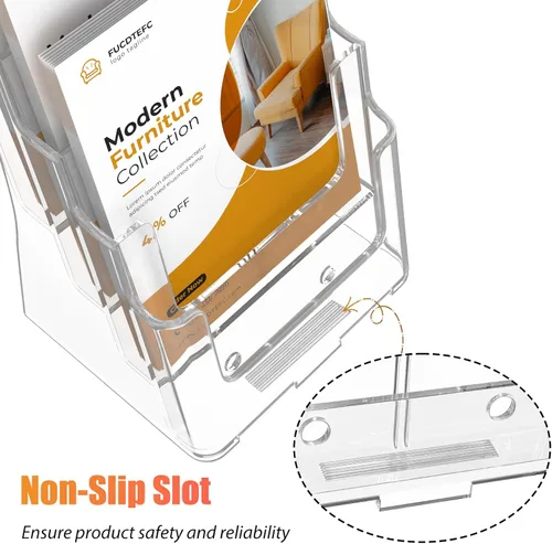 Miniatura 4 de FUCDTEFC Soporte acrílico para folletos de 8.5 x 11 y 4 x 9 pulgadas, soporte transparente de 4 niveles para revistas, soporte de exhibición