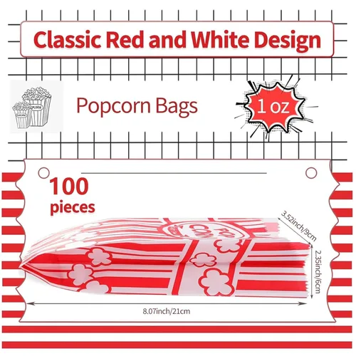 Miniatura 2 de VOISEN Bolsas de Papel para Palomitas de Maíz, Paquete de 100 Bolsas de Palomitas de Maíz de 1 oz Porciones Individuales, Bolsas de Palomitas
