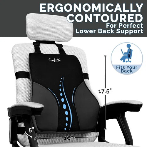 Miniatura 5 de ComfiLife Almohada de apoyo lumbar para silla de oficina – Almohada lumbar de espuma viscoelástica premium – Respaldo para silla de oficina, coche