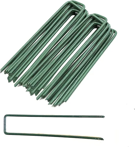 Miniatura 7 de Paquete de 50 estacas de jardín galvanizadas de 6 pulgadas, grapas de paisaje, estaca de césped tipo U para césped artificial, pasador de césped a