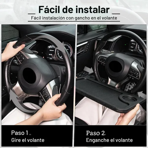 Miniatura 4 de JUSTTOP Escritorio de Volante de Coche para Laptop, Accesorios Multiusos de Coche para Viajes, Bandejas de Soporte de Asiento de Coche para Comer