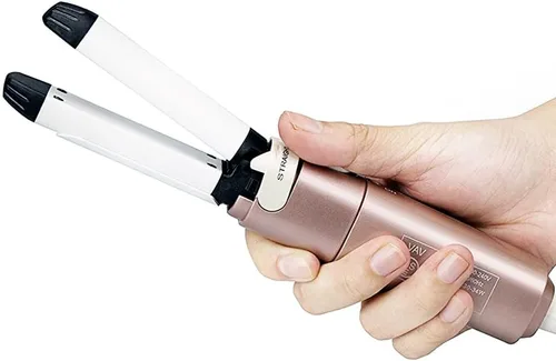 Miniatura 4 de VAV Mini Plancha rizadora de pelo 2 en 1 de viaje, plancha plana de doble voltaje, plancha de pelo de 1 pulgada, varita rizadora portátil