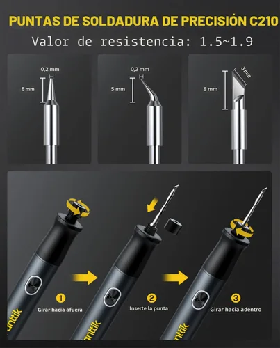 Miniatura 4 de Kit de soldador Fanttik T1 Max, soldador inalámbrico, calentamiento rápido de 7 segundos (390°F-840℉), auto-descanso, 4 puntas de soldadura
