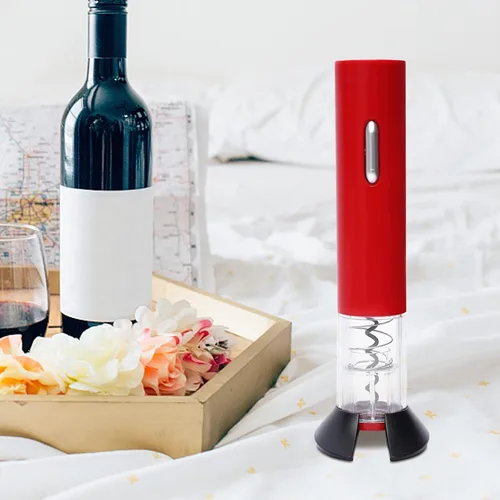 Miniatura 4 de Abrebotellas de vino eléctrico rojo, abridor automático de botellas de vino eléctrico con batería Sacacorchos de acero inoxidable con cortador