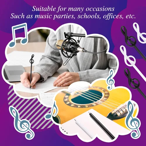 Miniatura 3 de Lincia 100 bolígrafos de notas musicales a granel, bolígrafos musicales a granel, recuerdos de fiesta temática musical, regalos novedosos para coro