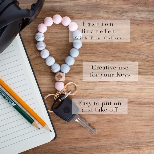 Miniatura 9 de Dizzy Creek Designs Llavero de silicona para mujer, llavero único y elegante con cuentas