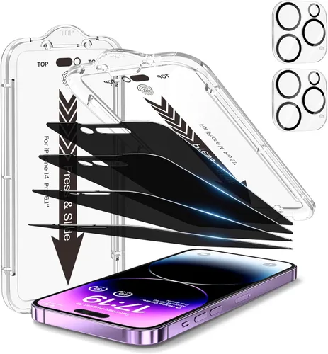 Miniatura 40 de EZ-GLAZ - Paquete de 4 + 2 protectores de pantalla de privacidad para iPhone 13 [6.1 pulgadas] con protector de lente de cámara