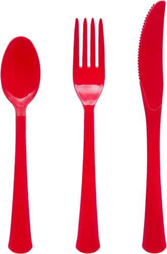 Miniatura 6 de Party Essentials Paquete combinado de cubiertos de plástico duro extra resistente, cuchillos, tenedores, cucharas, negro, 96 piezas/32 lugares