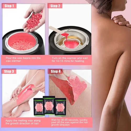Miniatura 3 de Perlas de cera para depilación 10.5 onzas / 300 g, Auperwel - Granos de cera dura para depilación brasileña, facial, bikini, cejas, piernas, perlas