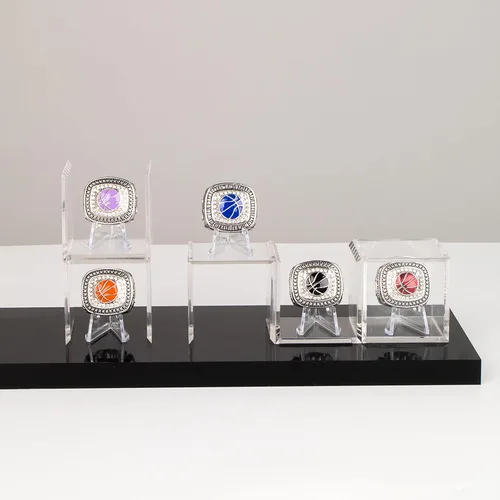 Miniatura 3 de Estuche expositor de anillo de campeonato, caja transparente para anillo de campeonato, caja de caballete de acrílico transparente y soporte