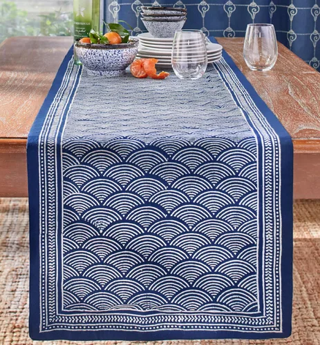 Miniatura 10 de Saffron Marigold Camino de mesa rosa de 18 x 108 pulgadas, centro de mesa de comedor impreso a mano, 100% algodón lavable para decoración del hogar