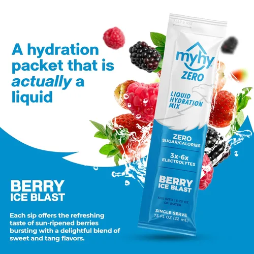 Miniatura 2 de MyHy ZERO - Paquetes de hidratación líquida – Mezcla de bebidas con electrolitos, paquetes hidratantes líquidos con electrolitos para hidratación