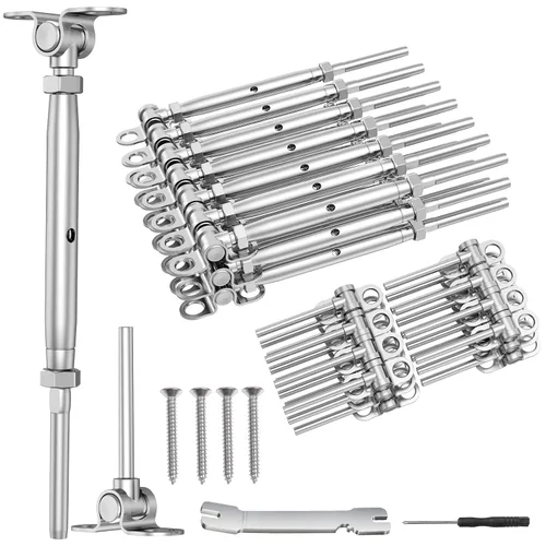 Miniatura 14 de BLIKA 10 pares de kit de barandilla de cable de 1/8" con hardware de toggle de swage y tensor de palanca, kit de barandilla de cable de acero