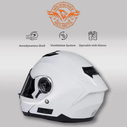 Miniatura 6 de Milwaukee Helmets MPH9816DOT 'Breeze' - Casco modular de motocicleta avanzado blanco para hombres y mujeres con visera desplegable