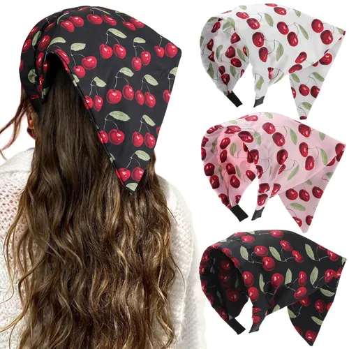 Miniatura 11 de HAIMEIKANG Diademas florales para mujer, bandanas bohemias para el cabello, bufanda, pañuelo triangular, bandas para el cabello de color sólido