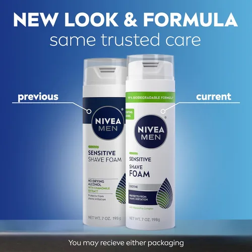 Miniatura 2 de NIVEA MEN - Espuma de afeitado sensible con vitamina E, extractos calmantes de manzanilla y hamamelis, paquete de 6 latas de 7 onzas