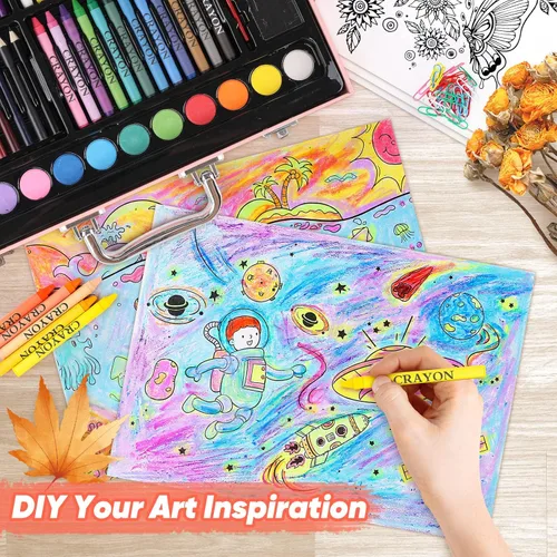 Miniatura 7 de Soucolor Suministros de Arte y Manualidades, Juego de Dibujo y Pintura de 183 Piezas para Niñas, Niños y Adolescentes, Kit de Arte para Colorear