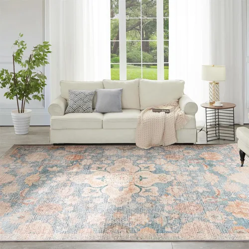 Miniatura 7 de Syalife Alfombras Lavables, 5'x 7' Desgastadas para Interiores Sin Desprendimiento de Fibras Alfombra de Pelo Bajo con Respaldo Antideslizante