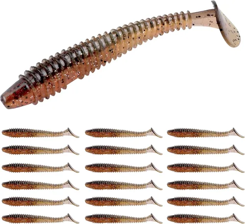 Miniatura 31 de RUNCL Swimbaits - Paleta de 10/20/30/40 unidades, cola de paleta de 5/4/3/2 pulgadas, señuelo suave para lubina de trucha, cebo de plástico duradero