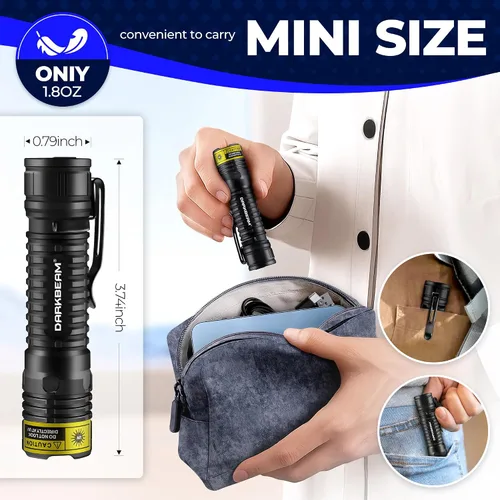 Miniatura 6 de DARKBEAM Linterna UV 365 nm Luz Negra LED, Mini pero Potente Lámpara de Bosque Recargable Ultravioleta USB -C, Detector de Orina de Mascotas