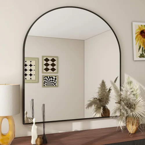 Miniatura 25 de BEAUTYPEAK Espejo de baño de arco de 20 x 30 pulgadas, espejo de pared con marco de metal para dormitorio, entrada, sala de estar, plateado Plata