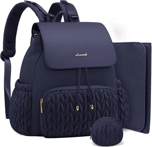 Miniatura 10 de LOVEVOOK Mochila para pañales, bolsa de bebé pequeña, bonita bolsa de pañales para bebé, elegante bolsa de viaje resistente al agua para mamá, Caqui