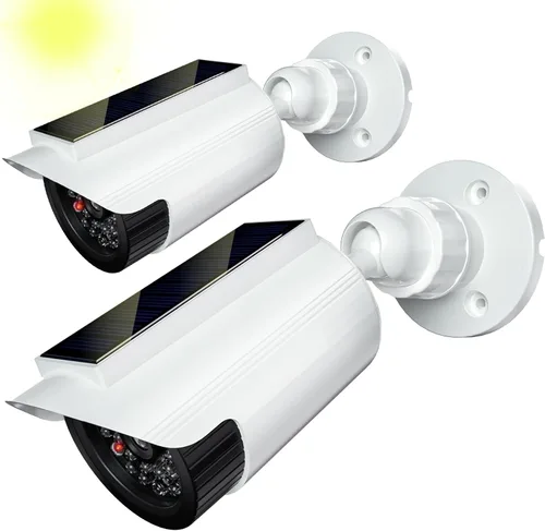 Miniatura 10 de WALI Cámara falsa de seguridad domo, cámara de vigilancia de seguridad CCTV, cámaras para interiores y exteriores, con una luz LED, calcomanías