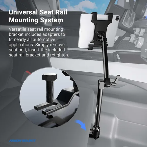 Miniatura 6 de ARKON Soportes – Soporte para tablet de riel de asiento de coche Resistente para coche/camión Ángulo y altura ajustables Fácil instalación