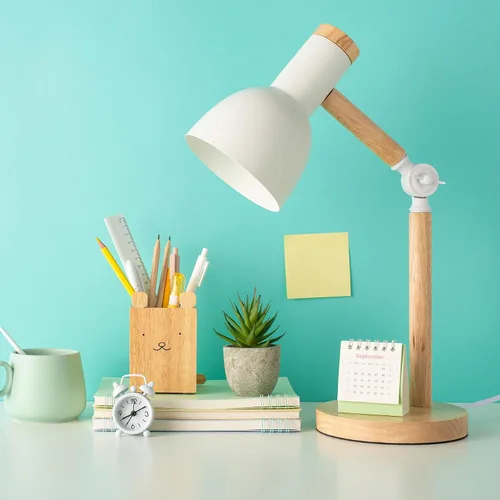 Miniatura 7 de himmel Lámpara de mesa, lámpara de mesa de madera ajustable, lámpara de escritorio para niños, para dormitorio, sala de estar, base E27