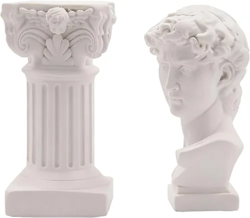 Miniatura 3 de Estatua griega de David busto mitología escultura mini pilares romanos columnas griegas figura de cabeza de David para decoración de oficina romana